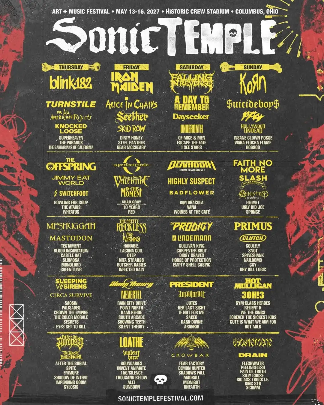 Sonic Temple Festival 2027 poster